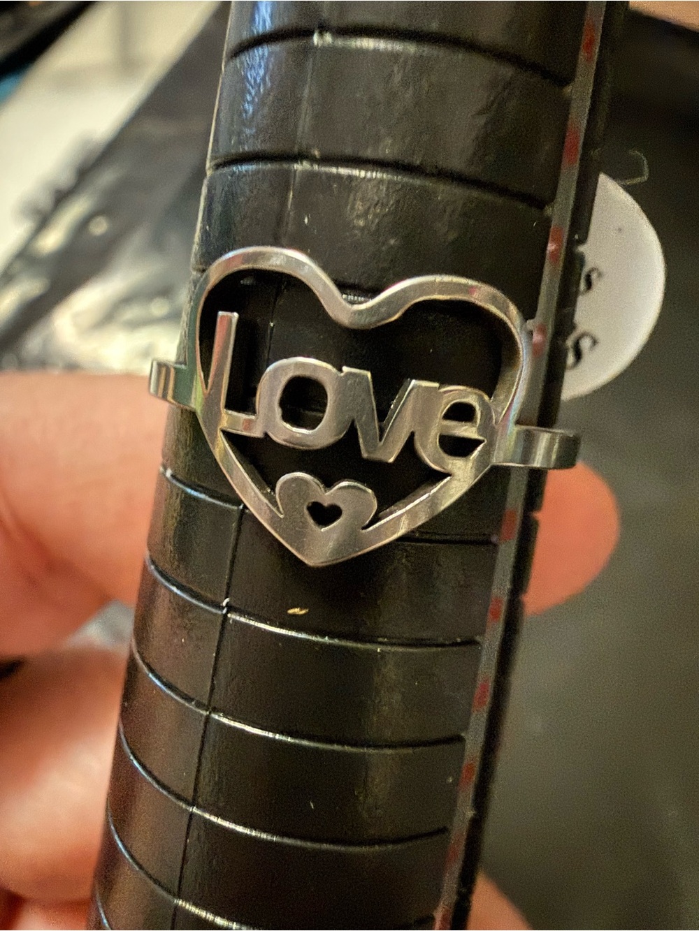 Silver Heart "Love" Ring - stainless Steel